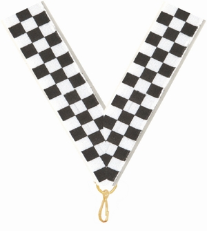 7/8" x 32" Checkered Flag Neck Ribbon with Snap Clip