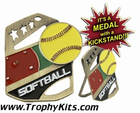 Softball Cobra Kickstand Gold Award Medal