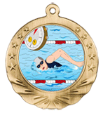 3D Swimming Motion Medal 2 3/4"