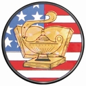2" US Flag Lamp of Knowledge Holographic Mylar Trophy Insert
