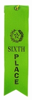 6th Place Green Award Ribbon with Card