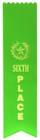 6th Place Green Pinked Ribbon