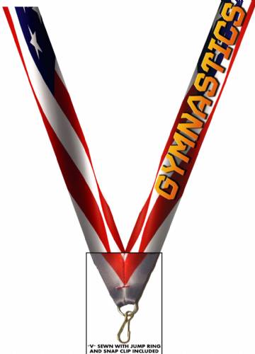 1 1/2" x 32" USA Graphic Gymnastics Wide Neck Ribbon w/ Snap Clip