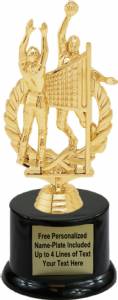 6 3/4" Double Volleyball Male Trophy Kit with Pedestal Base