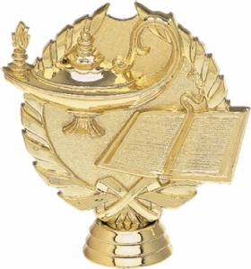 4" Wreath Series Lamp of Knowledge Gold Trophy Figure