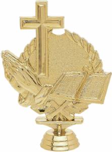 5 1/4" Wreath Series Cross Gold Trophy Figure