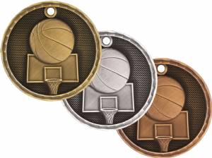 2" Basketball 3-D Award Medal