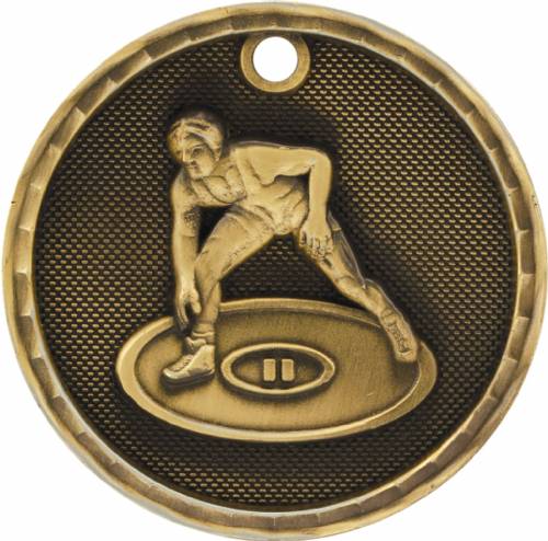 2" Wrestling 3-D Award Medal #2