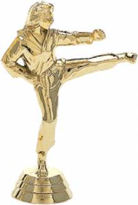 4 1/4" Gold Karate Female Trophy Figure
