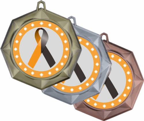 Black Orange Ribbon Awareness 3" Award Medal