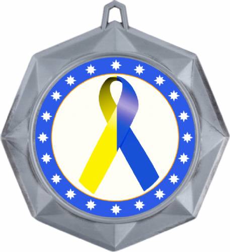 Blue Yellow Ribbon Awareness 3" Award Medal #3
