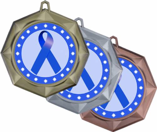 Dark Blue Ribbon Awareness 3" Award Medal