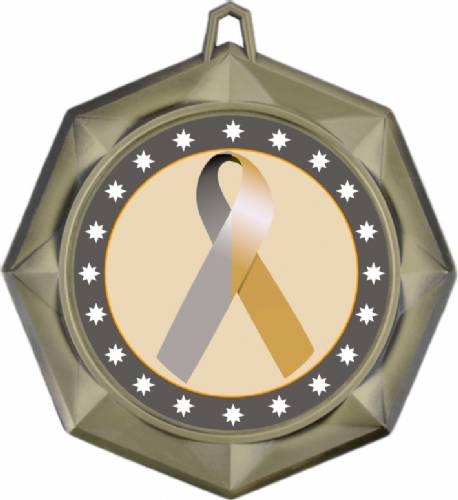 Gold Silver Ribbon Awareness 3" Award Medal #2