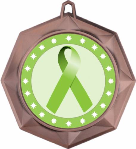 Lime Green Ribbon Awareness 3" Award Medal #4