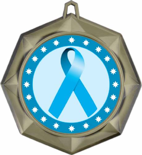 Light Blue Ribbon Awareness 3" Award Medal #2