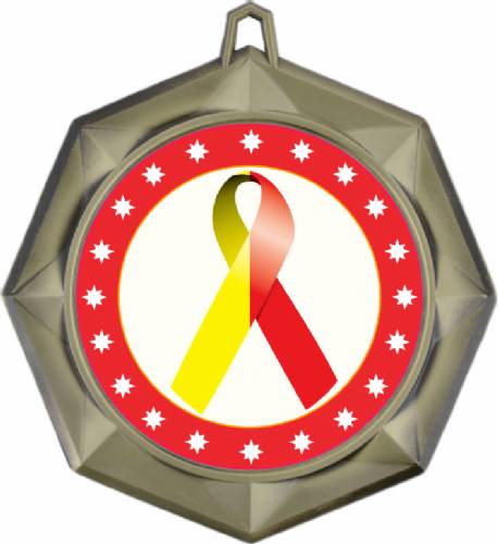 Red Yellow Ribbon Awareness 3" Award Medal #2