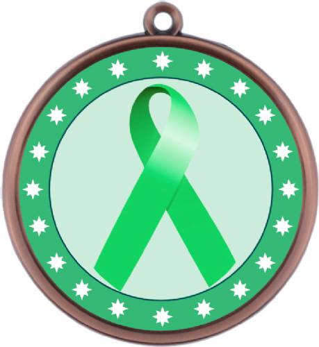 Light Green Ribbon Awareness 2 1/4" Award Medal #4