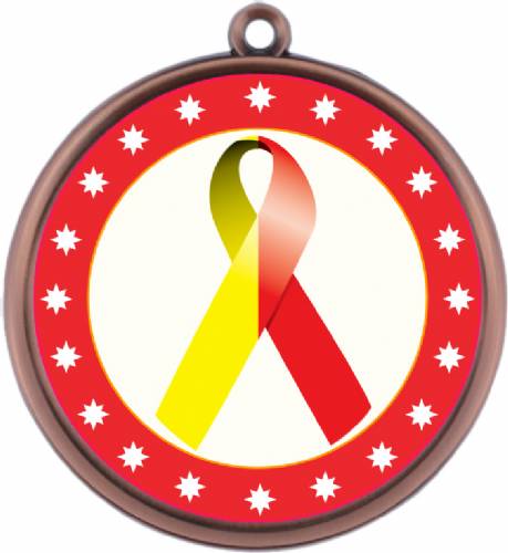 Red Yellow Ribbon Awareness 2 1/4" Award Medal #4