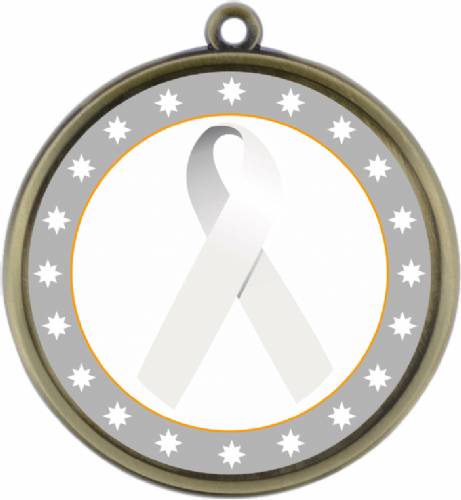 White Ribbon Awareness 2 1/4" Award Medal #2