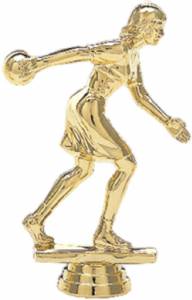 4 1/4" Bowler Female Trophy Figure Gold