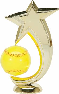 6" Softball Shooting Star Spinning Gold Trophy Figure