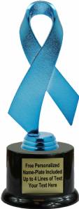 Blue 7 1/2" Awareness Ribbon Trophy Kit with Pedestal Base