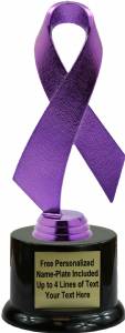 Purple 7 1/2" Awareness Ribbon Trophy Kit with Pedestal Base