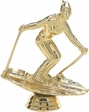 4 1/2" Snow Skier Female Gold Trophy Figure