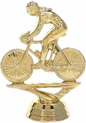 3 3/4" Bicycle Rider Female Trophy Figure Gold
