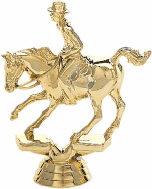 Gold 4 1/2" Cutting Horse Male Rider Trophy Figure