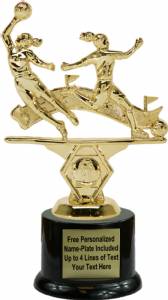 7" Double Action Soccer Female Trophy Kit with Pedestal Base