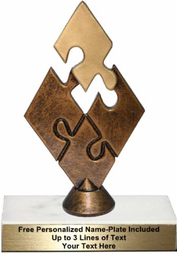 6 3/4" Bronze / Gold Teamwork Puzzle Resin Trophy Kit