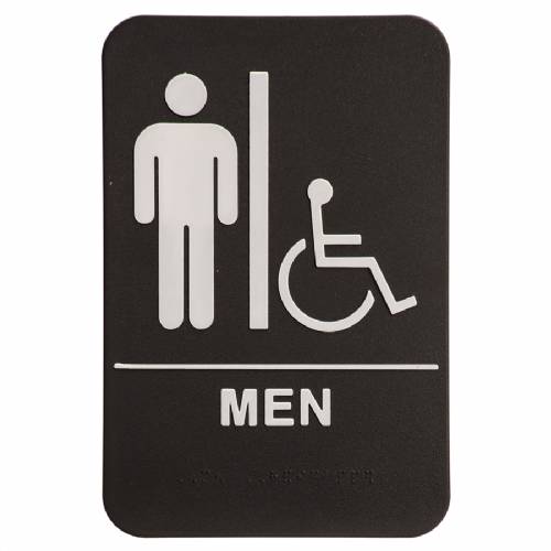 ADA 6" x 9" Men (w/ Wheelchair) Restroom Sign Black / White