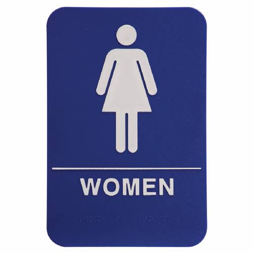 ADA 6" x 9" Women Restroom Sign Blue / White