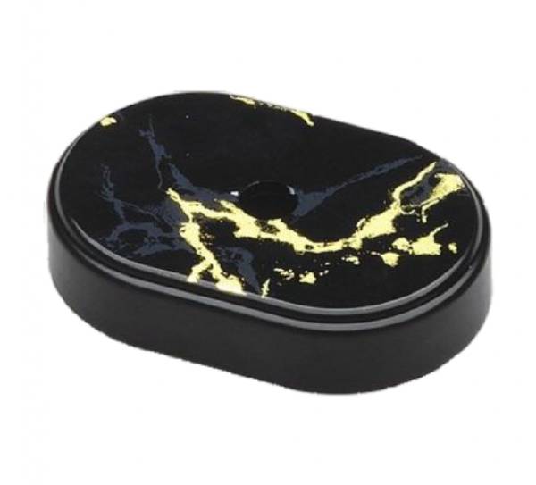 2" x 3" Oval Weighted Plastic Trophy Lid (Black Marble)