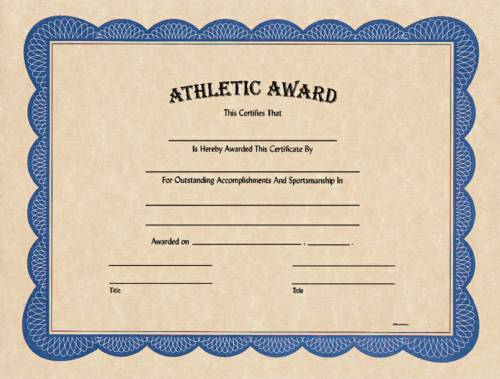 Blank Athletic Award Certificate