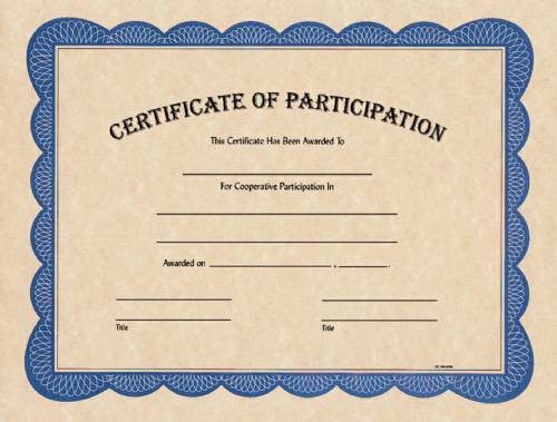 Blank Certificate of Participation