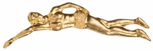 Gold Male Swimmer Lapel Chenille Insignia Pin - Metal