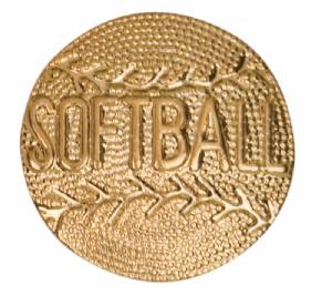 Gold Softball Lapel Chenille Insignia Pin - Metal