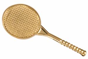 Gold Tennis Lapel Chenille Insignia Pin - Metal