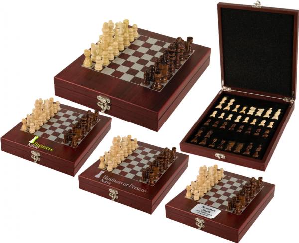 Rosewood Finish Chess Gift Set