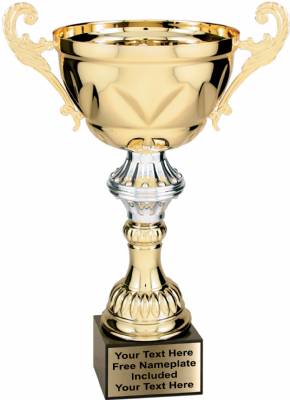 11 3/4" Gold Metal Cup w/ Marble Base
