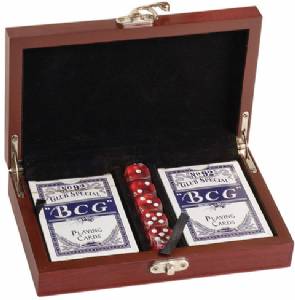 Rosewood Finish Card and Dice Gift Set