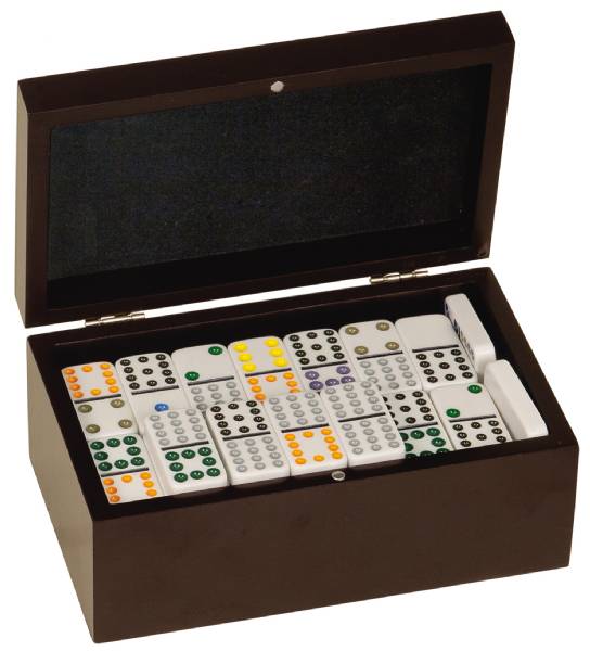 Rosewood Finish Double Twelves Dominoes Set with 91 Dominos