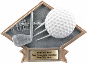 6" x 8 1/2" Golf Diamond Trophy Plate Hand Painted
