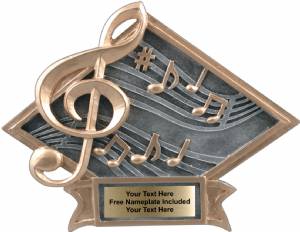 6" x 8 1/2" Music Diamond Trophy Plate Hand Painted
