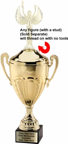 16" Gold Italian Metal Trophy Cup with Lid #2