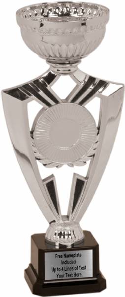 9 5/8" Cup Trophy Kit - Ribbon Series EZ Cups Silver