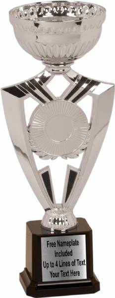 10 3/4" Cup Trophy Kit - Ribbon Series EZ Cups Silver