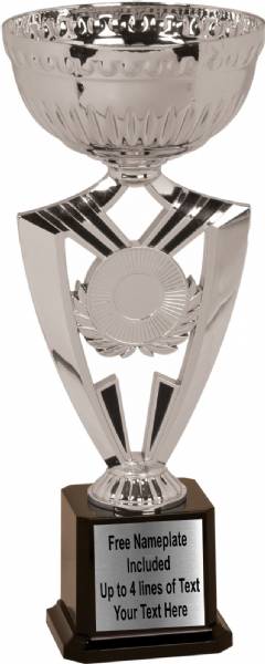 13 1/2" Cup Trophy Kit - Ribbon Series EZ Cups Silver